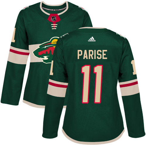 Adidas Wild #11 Zach Parise Green Home Authentic Women's Stitched NHL Jersey - Click Image to Close